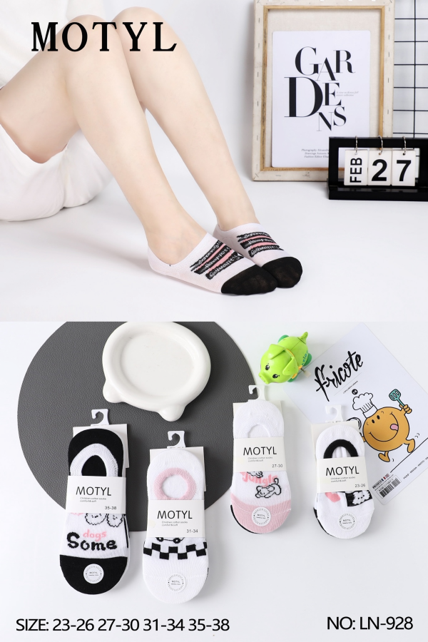 Stopki damskie Roz 23-38, Mix kolor Paczka 40 szt